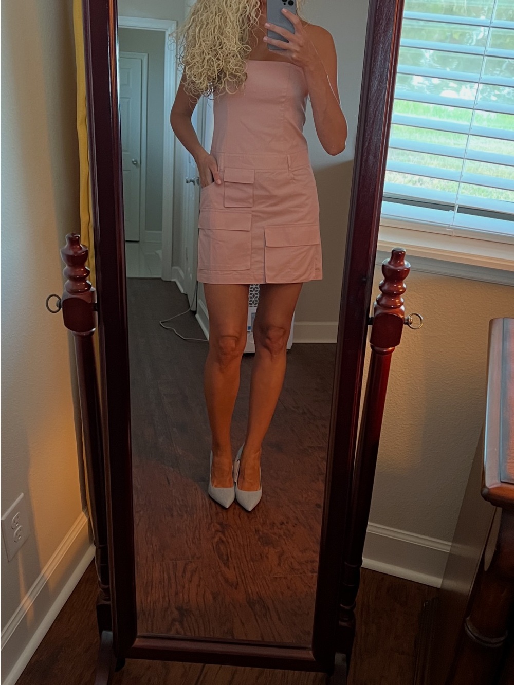 Zara Strapless Dusty Pink Mini Dress with Patch Pockets
